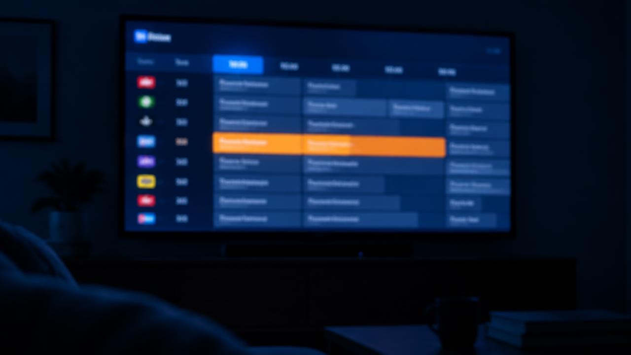 Elektronische IPTV-programmagids op een tv-scherm